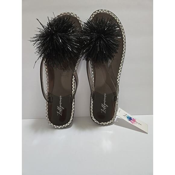 Luffymomo Women's Rhinestone Flip Flops Beach Flat Thong Sandals - Picture 4 of 8